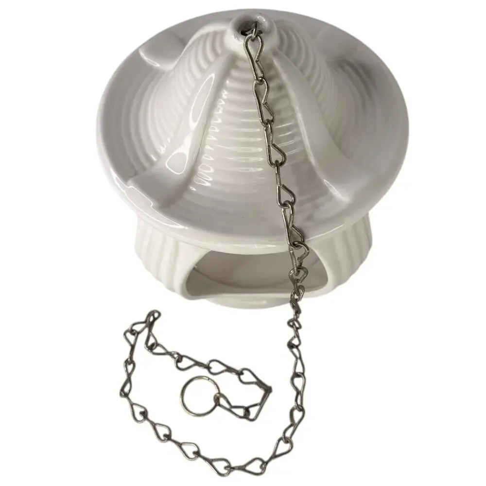 PartyLite Pagoda HANGING CANDLE HOLDER White Ceramic Silver Lantern 24” Chain - Picture 4 of 7